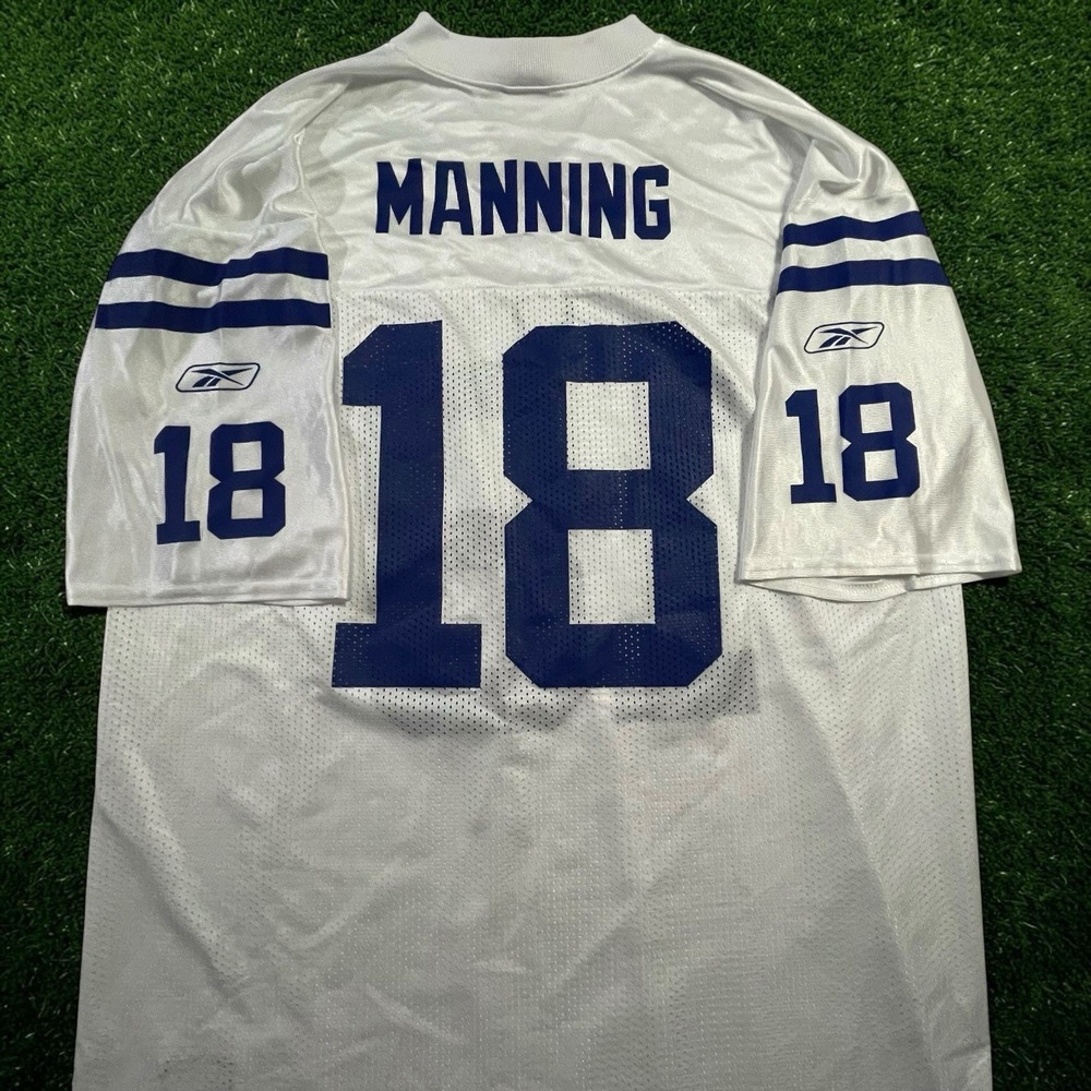 Peyton Manning #18 Indianapolis Colts White Away Jersey XL Reebok NFL Football